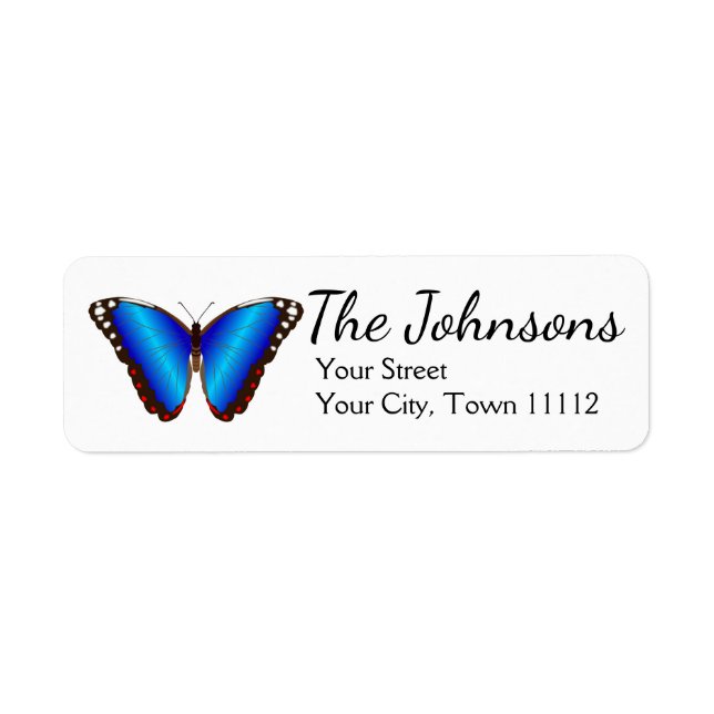 Personalized Blue Butterfly Return Address Labels (Front)