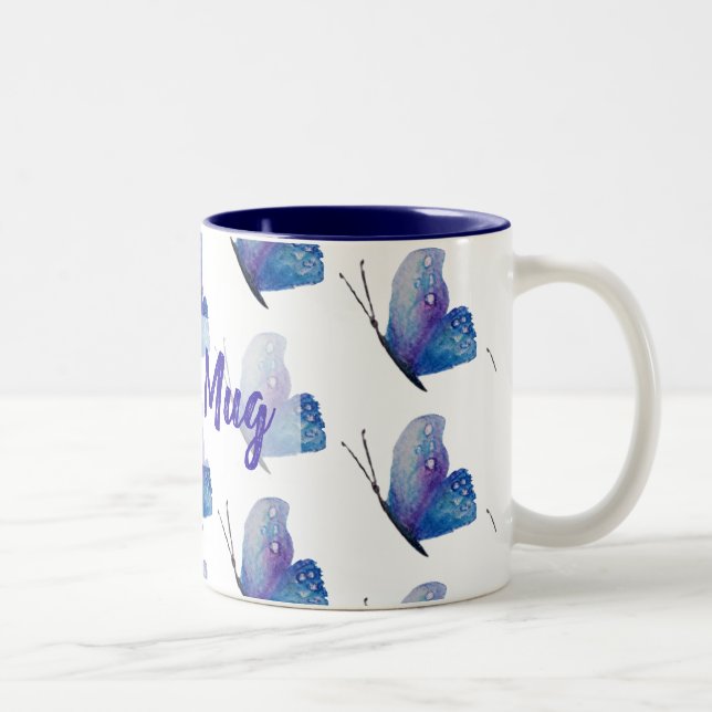 Personalized Blue Butterfly   Two-Tone Mug (Right)