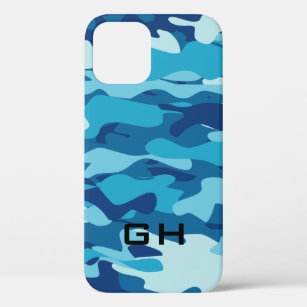 Personalized blue camo color iPhone 12 case gift