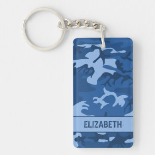 Personalized Blue Camo Keychain