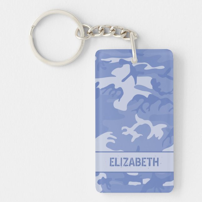 Personalized Blue Camo Keychain (Front)