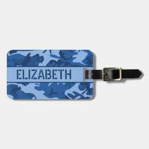 Personalized Blue Camo Luggage Tag
