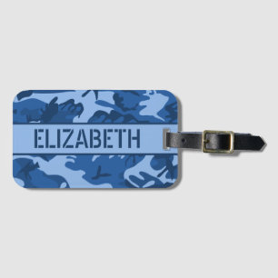 Personalized Blue Camo Luggage Tag
