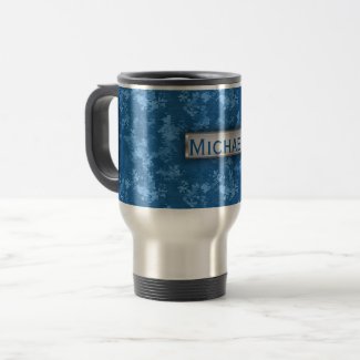 Personalized Blue Camo Pattern Travel Mug