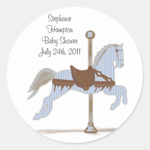 Personalized Blue Carousel Horse Sticker