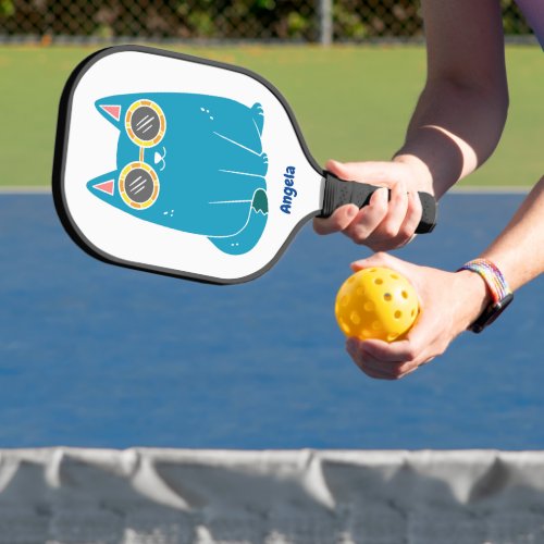 Personalized Blue Cat Pickleball Paddle