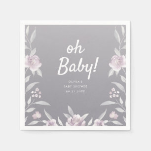 Personalized blue Chinoiserie floral baby shower Napkins