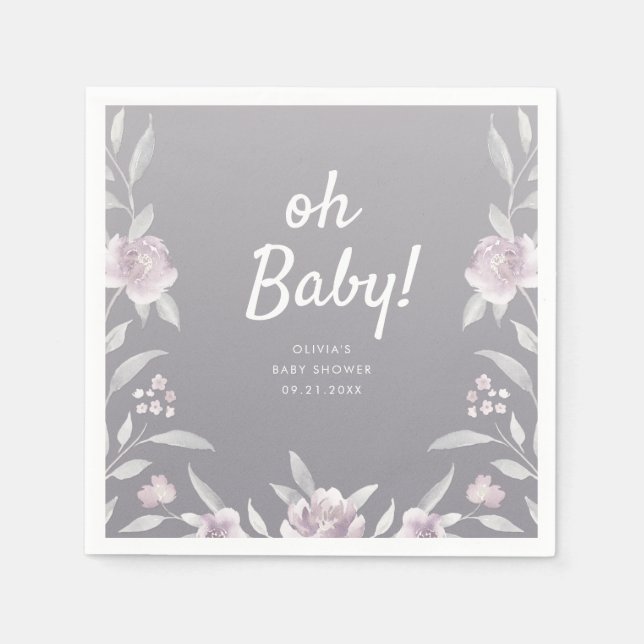Personalized blue Chinoiserie floral baby shower Napkins (Front)