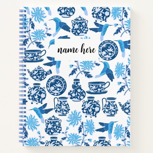 Personalized Blue Chinoiserie Notebook