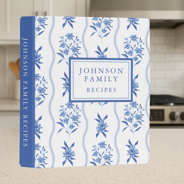 Personalized Blue Chinoiserie Recipe Mini Binder (Creator Uploaded)