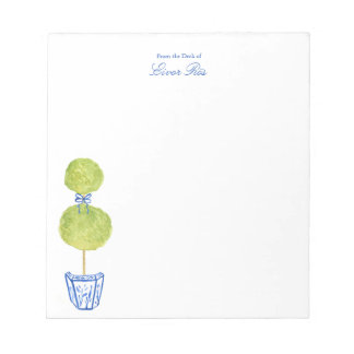 Personalized Blue Chinoiserie Tree Notepad 