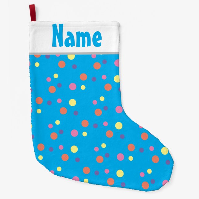 Personalized blue Christmas Kids stocking (Front)