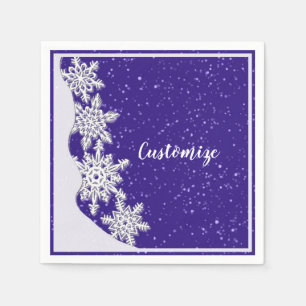 Personalized Blue Christmas Snowflake Napkins