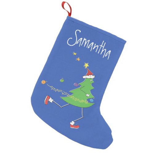 Personalized Blue Christmas Tree Runner  Stocking