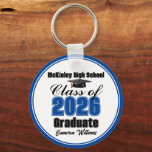 Personalized Blue Class of 2026 Graduation Party Keychain<br><div class="desc">Customize your own blue high school Class of 2026 graduate keychain for a high school or college graduation party. Cool varsity letters for the year on a great custom commemorative keepsake for seniors.</div>