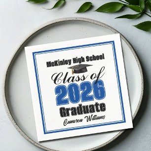 Personalized Blue Class of 2026 Graduation Party Napkins