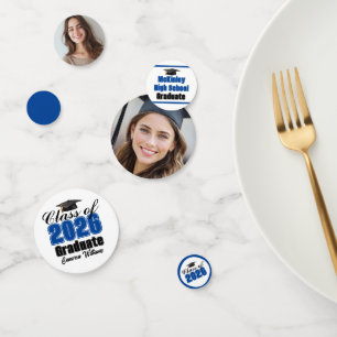 Personalized Blue Class of 2026 Graduation Photo Confetti