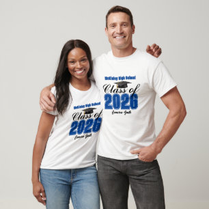 Personalized Blue Class of 2026 Graduation T-Shirt