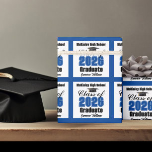 Personalized Blue Class of 2026 Graduation Wrapping Paper