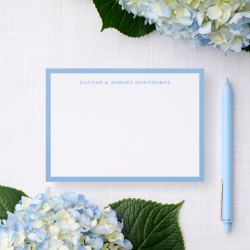 Personalized Blue Classic Elegant Minimalist Letterpress Photo Cards