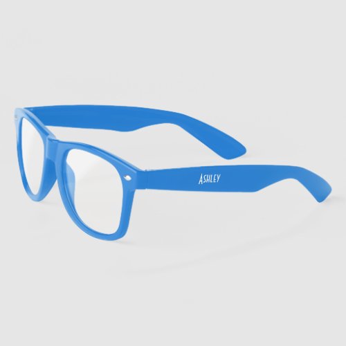 Personalized blue clear lense sunglasses