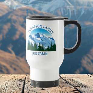 Personalized Blue Colorado Mountain Lodge Hiking  Travel Mug