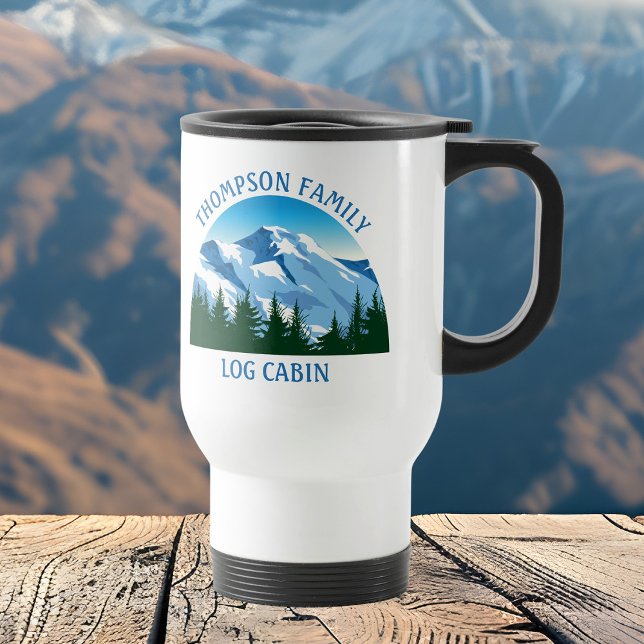 Personalized Blue Colorado Mountain Lodge Hiking  Travel Mug (Creator Uploaded)