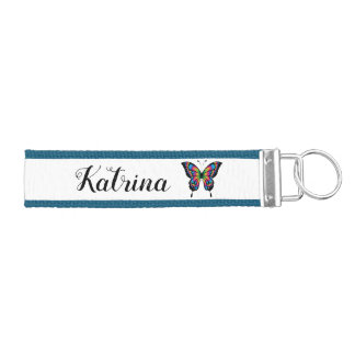 Personalized blue colorful butterfly keychain