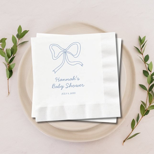 Personalized Blue Coquette Bow Baby Shower Napkins (Personalized Blue Coquette Bow Baby Shower Napkins
)