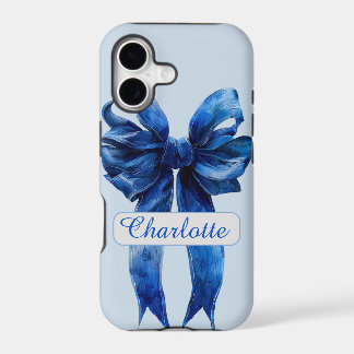 Personalized Blue Coquette Bow iPhone Case