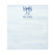 Personalized Blue Coquette Bow New Teacher