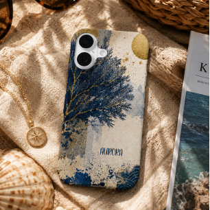 Personalized Blue Coral iPhone 16 Case