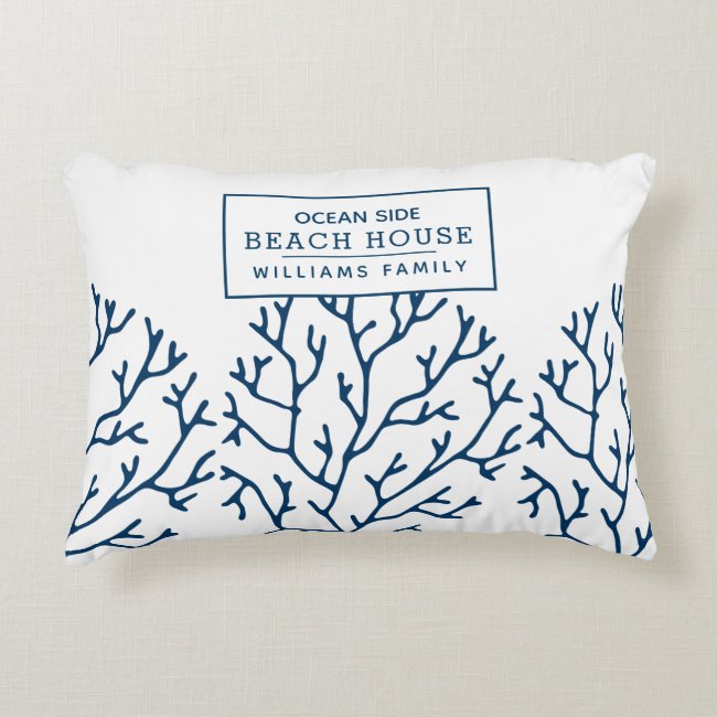 Personalized Blue Coral Pattern - Beach House