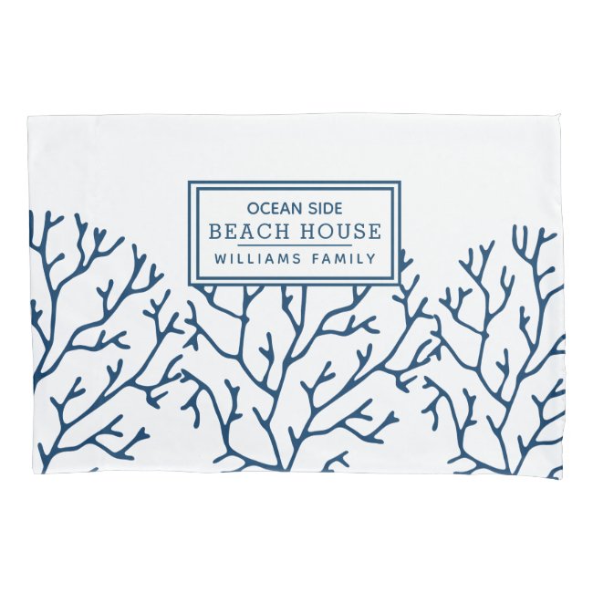 Personalized Blue Coral Pattern - Beach House