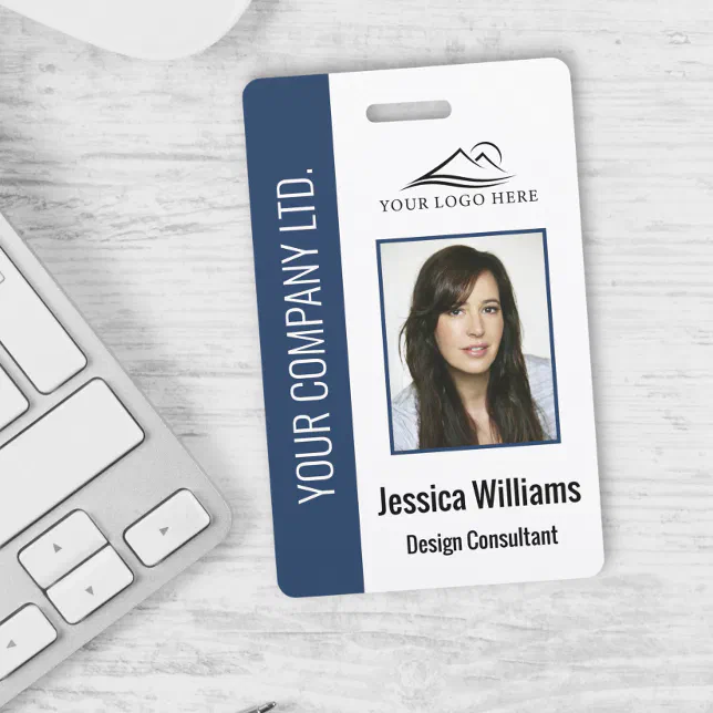 Personalized Blue Corporate Employee Security ID Badge | Zazzle