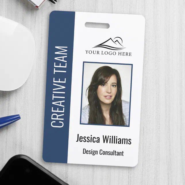 Personalized Blue Corporate Employee Security ID Badge | Zazzle