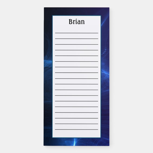 Personalized Blue Cosmos Galaxy Lined  Magnetic Notepad (Front)