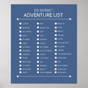 Personalized blue couple's adventure list poster
