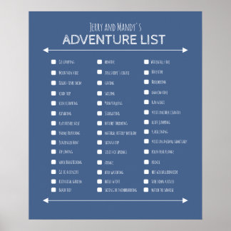 Personalized blue couple's adventure list poster