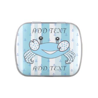 Personalized Blue Crab Striped Party Candy Favor