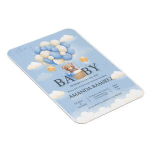 Personalized Blue & Cream Elephant Baby Shower Magnet