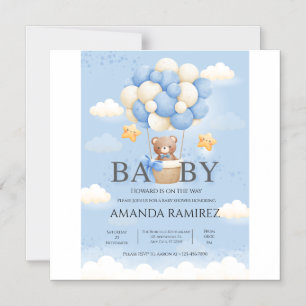 Personalized Blue & Cream Elephant Baby Shower Magnetic Invitation