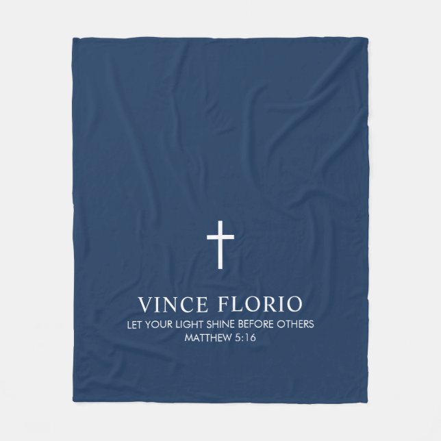 Personalized Blue Cross Fleece Blanket (Front)