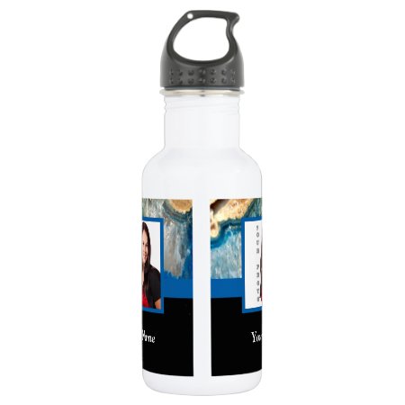 Personalized Blue Crystal Template Water Bottle