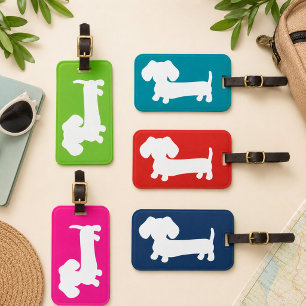 Personalized Blue Dachshund-Themed Luggage Tag