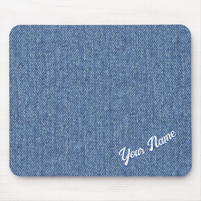 PERSONALIZED BLUE DENIM PATTERN MOUSE PAD (Front)