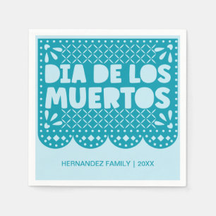 Personalized Blue Dia de los Muertos Paper Napkins