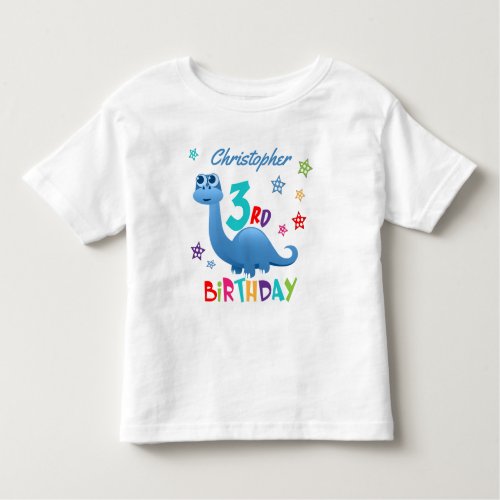 Personalized Blue Dinosaur 3rd Birthday Toddler T_shirt
