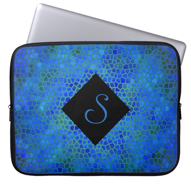 Personalized Blue Dinosaur Hide Laptop Sleeve (Front)