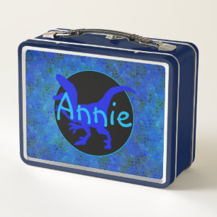 Personalized Blue Dinosaur Hide Metal Lunch Box